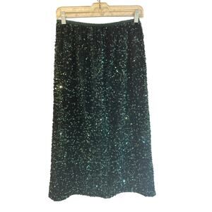 ⭐️ Women’s Dwirapal Green Sequin Midi Skirt Size Large NWT!  Holiday Party NYE